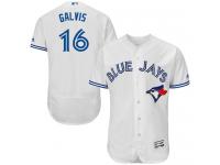 #16 Freddy Galvis White Baseball Home Men's Jersey Toronto Blue Jays Flex Base