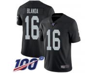 #16 Limited George Blanda Black Football Home Men's Jersey Oakland Raiders Vapor Untouchable 100th Season