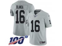 #16 Limited George Blanda Silver Football Men's Jersey Oakland Raiders Inverted Legend 100th Season