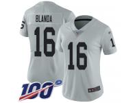 #16 Limited George Blanda Silver Football Women's Jersey Oakland Raiders Inverted Legend 100th Season