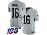 #16 Limited George Blanda Silver Football Youth Jersey Oakland Raiders Inverted Legend 100th Season