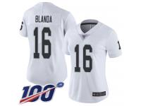 #16 Limited George Blanda White Football Road Women's Jersey Oakland Raiders Vapor Untouchable 100th Season