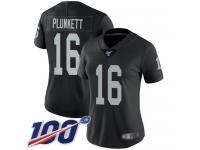 #16 Limited Jim Plunkett Black Football Home Women's Jersey Oakland Raiders Vapor Untouchable 100th Season