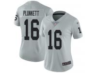 #16 Limited Jim Plunkett Silver Football Women's Jersey Oakland Raiders Inverted Legend