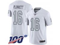 #16 Limited Jim Plunkett White Football Men's Jersey Oakland Raiders Rush Vapor Untouchable 100th Season