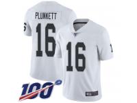 #16 Limited Jim Plunkett White Football Road Men's Jersey Oakland Raiders Vapor Untouchable 100th Season