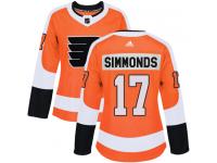 #17 Authentic Wayne Simmonds Orange Adidas NHL Home Women's Jersey Philadelphia Flyers