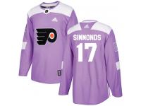 #17 Authentic Wayne Simmonds Purple Adidas NHL Youth Jersey Philadelphia Flyers Fights Cancer Practice