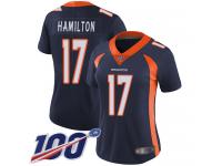 #17 Limited DaeSean Hamilton Navy Blue Football Alternate Women's Jersey Denver Broncos Vapor Untouchable 100th Season