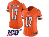 #17 Limited DaeSean Hamilton Orange Football Women's Jersey Denver Broncos Rush Vapor Untouchable 100th Season