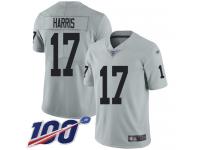 #17 Limited Dwayne Harris Silver Football Men's Jersey Oakland Raiders Inverted Legend 100th Season