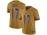 #17 Limited Jordan Lasley Gold Football Men's Jersey Baltimore Ravens Inverted Legend Vapor Rush
