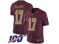 #17 Limited Terry McLaurin Burgundy Red Football Alternate Youth Jersey Washington Redskins Vapor Untouchable 100th Season 80th Anniversary