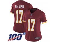 #17 Limited Terry McLaurin Burgundy Red Football Home Women's Jersey Washington Redskins Vapor Untouchable 100th Season