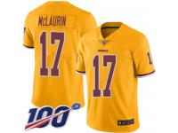 #17 Limited Terry McLaurin Gold Football Youth Jersey Washington Redskins Rush Vapor Untouchable 100th Season