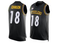 #18 Diontae Johnson Black Football Men's Jersey Pittsburgh Steelers Player Name & Number Tank Top