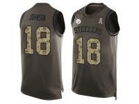 #18 Diontae Johnson Green Football Men's Jersey Pittsburgh Steelers Salute to Service Tank Top