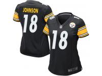 #18 Game Diontae Johnson Black Football Home Women's Jersey Pittsburgh Steelers