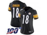 #18 Limited Diontae Johnson Black Football Home Women's Jersey Pittsburgh Steelers Vapor Untouchable 100th Season