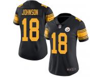 #18 Limited Diontae Johnson Black Football Women's Jersey Pittsburgh Steelers Rush Vapor Untouchable