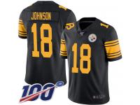 #18 Limited Diontae Johnson Black Football Youth Jersey Pittsburgh Steelers Rush Vapor Untouchable 100th Season