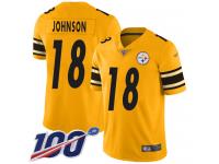 #18 Limited Diontae Johnson Gold Football Youth Jersey Pittsburgh Steelers Inverted Legend 100th Season