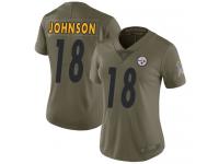 #18 Limited Diontae Johnson Olive Football Women's Jersey Pittsburgh Steelers 2017 Salute to Service