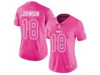 #18 Limited Diontae Johnson Pink Football Women's Jersey Pittsburgh Steelers Rush Fashion