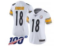 #18 Limited Diontae Johnson White Football Road Women's Jersey Pittsburgh Steelers Vapor Untouchable 100th Season