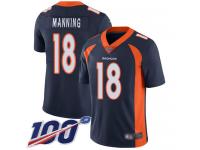 #18 Limited Peyton Manning Navy Blue Football Alternate Youth Jersey Denver Broncos Vapor Untouchable 100th Season