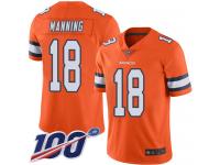 #18 Limited Peyton Manning Orange Football Youth Jersey Denver Broncos Rush Vapor Untouchable 100th Season