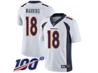 #18 Limited Peyton Manning White Football Road Youth Jersey Denver Broncos Vapor Untouchable 100th Season