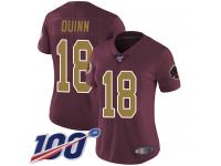 #18 Limited Trey Quinn Burgundy Red Football Alternate Women's Jersey Washington Redskins Vapor Untouchable 100th Season 80th Anniversary