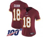 #18 Limited Trey Quinn Burgundy Red Football Home Women's Jersey Washington Redskins Vapor Untouchable 100th Season