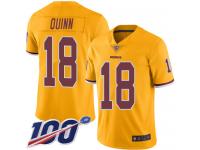 #18 Limited Trey Quinn Gold Football Men's Jersey Washington Redskins Rush Vapor Untouchable 100th Season