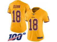#18 Limited Trey Quinn Gold Football Women's Jersey Washington Redskins Rush Vapor Untouchable 100th Season