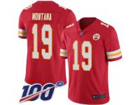#19 Limited Joe Montana Red Football Home Men's Jersey Kansas City Chiefs Vapor Untouchable 100th Season