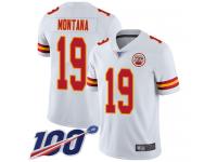 #19 Limited Joe Montana White Football Road Men's Jersey Kansas City Chiefs Vapor Untouchable 100th Season