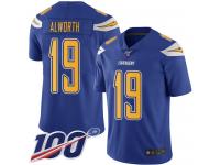 #19 Limited Lance Alworth Electric Blue Football Men's Jersey Los Angeles Chargers Rush Vapor Untouchable 100th Season