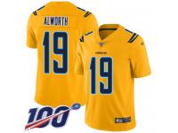 #19 Limited Lance Alworth Gold Football Men's Jersey Los Angeles Chargers Inverted Legend 100th Season