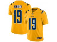 #19 Limited Lance Alworth Gold Football Men's Jersey Los Angeles Chargers Inverted Legend