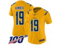 #19 Limited Lance Alworth Gold Football Women's Jersey Los Angeles Chargers Inverted Legend 100th Season