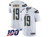 #19 Limited Lance Alworth White Football Road Men's Jersey Los Angeles Chargers Vapor Untouchable 100th Season