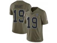 #19 Limited Ryan Grant Olive Football Youth Jersey Oakland Raiders 2017 Salute to Service