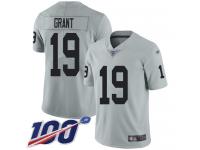 #19 Limited Ryan Grant Silver Football Youth Jersey Oakland Raiders Inverted Legend 100th Season