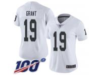 #19 Limited Ryan Grant White Football Road Women's Jersey Oakland Raiders Vapor Untouchable 100th Season