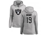 #19 Ryan Grant Ash Football Name & Number Logo Women's Oakland Raiders Pullover Hoodie