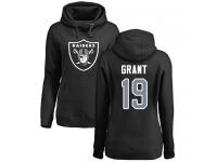 #19 Ryan Grant Black Football Name & Number Logo Women's Oakland Raiders Pullover Hoodie