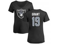 #19 Ryan Grant Black Football Name & Number Logo Women's Oakland Raiders T-Shirt