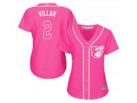 #2 Authentic Jonathan Villar Pink Baseball Women's Jersey Baltimore Orioles Fashion Cool Base